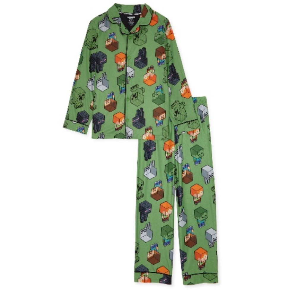 NWT Minecraft Boys Pajama Coat 2-Piece Set